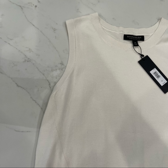 NWT Banana Republic cream cotton sleeveless top - Picture 9 of 16